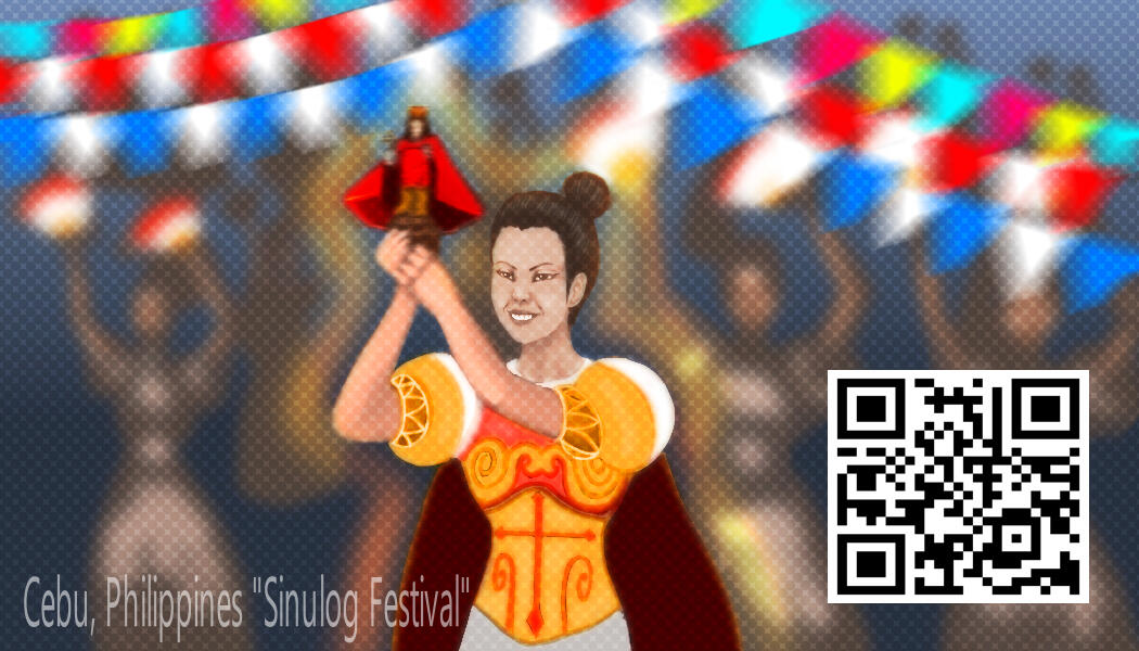 Sinulog sa Sugbo Art for busines card background used in Milan Italy Exhibition